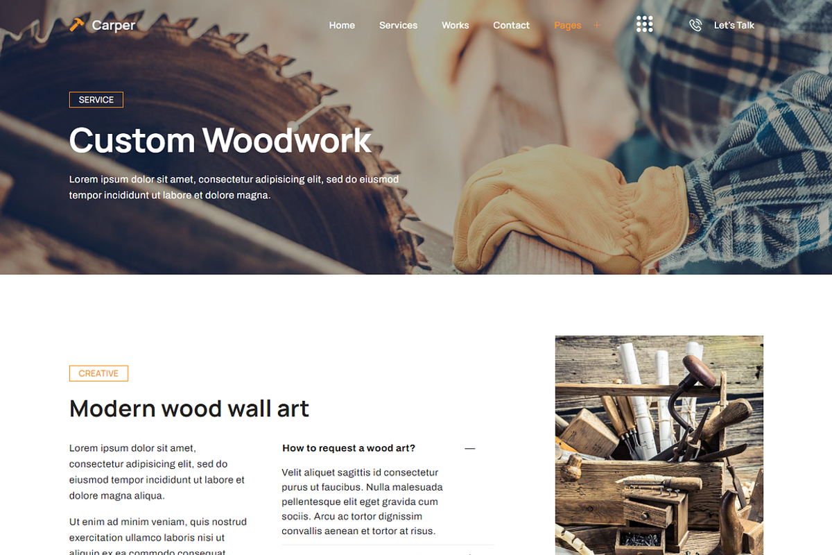 Carpenter & Craftman Elementor theme, a Landing Page Template by Design Spade (Photo 7 of 8)