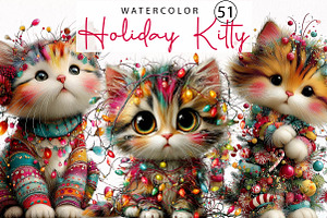 Cute Holiday Kitty Whimsical PNG, a Seasonal Illustration by fashionaddict