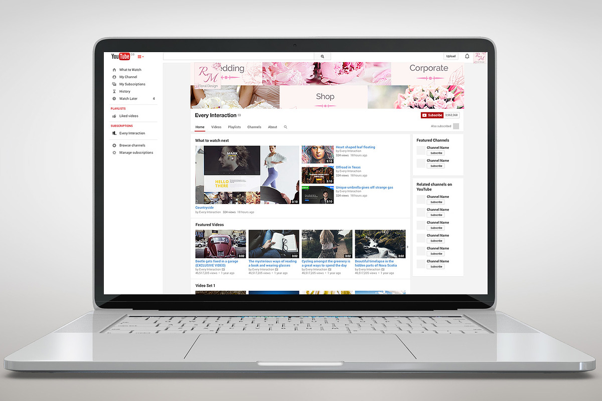 YouTube Cover for Floral Designer, a Social Media Template by MotoCMS (Photo 1 of 3)
