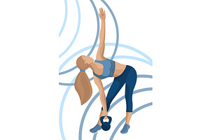 Dynamic fitness woman exercising, a Sport Illustration by okskukuruza
