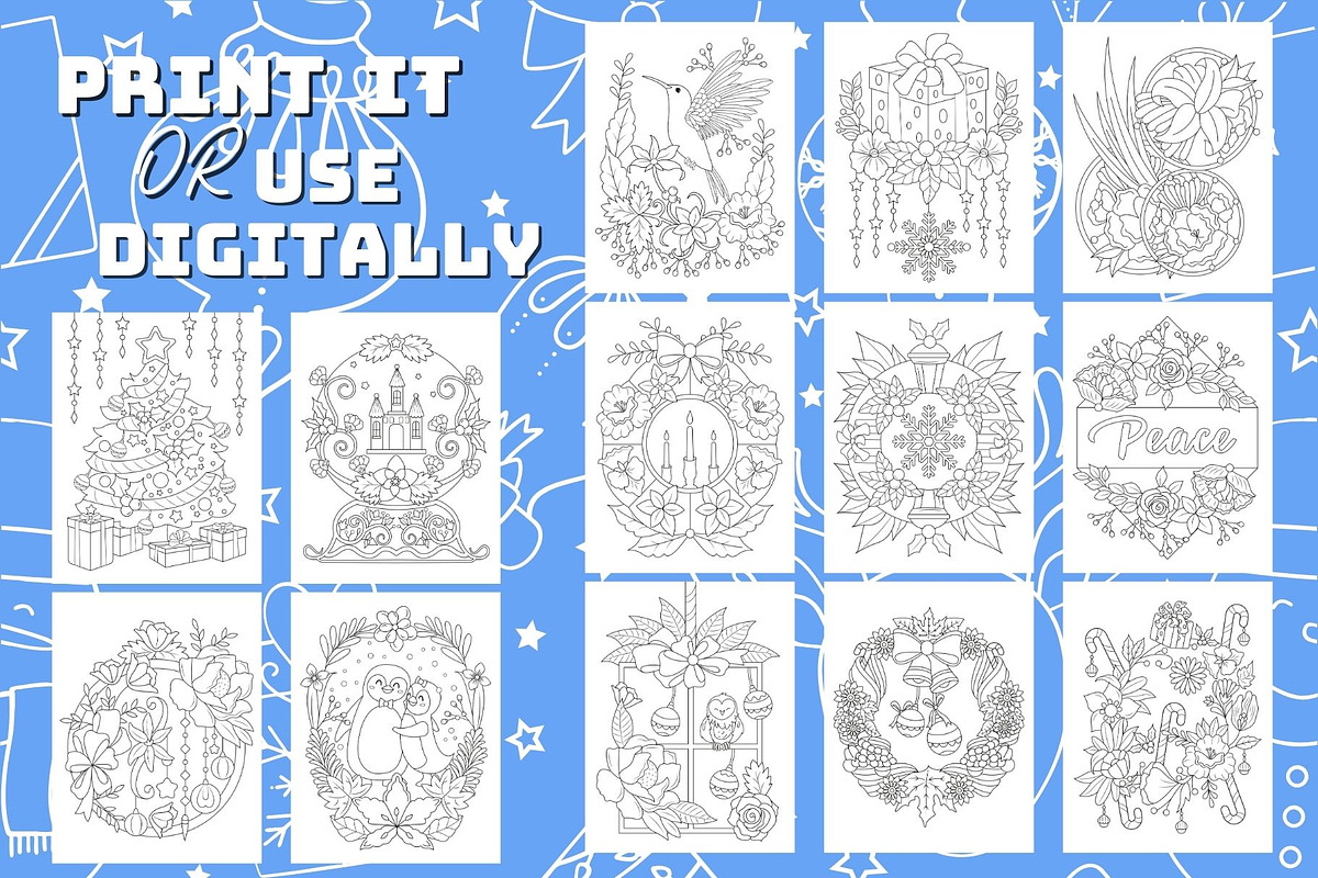 Christmas Coloring Book, a Seasonal Illustration by Line Store (Photo 2 of 4)