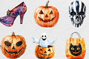 Watercolor Vintage Halloween Clipart, an Illustration by Black Bird Studio (Thumbnail 6 of 6)