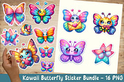 Kawaii Butterfly Sticker Bundle, an Illustration by OK Design (Thumbnail 1 of 4)