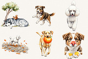 Watercolor Autumn Dog Clipart, an Illustration by SVGArt (Thumbnail 2 of 8)