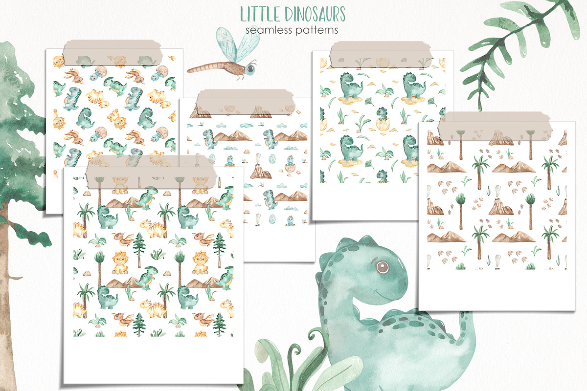 Little dinosaurs watercolor, an Animal Illustration by Marina Ermakova (Photo 12 of 13)