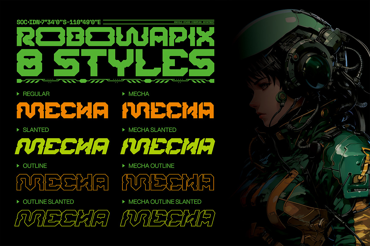 NCL ROBOWAPIX - Cyberpunk Futuristic, a Sans Serif Font by Enxyclo Studio (Photo 3 of 11)