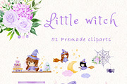 Little witch - Halloween clipart, a Decorative Illustration by heyiamalice (Thumbnail 5 of 13)