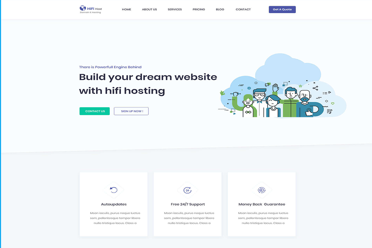 Hifi Hosting- Web Template PSD, a Templates & Theme by Themeix (Photo 2 of 5)