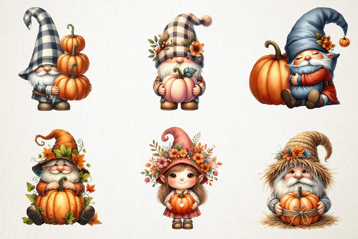 Gnome Holding Pumpkin Clipart, an Illustration by RobertsArt (Photo 7 of 7)