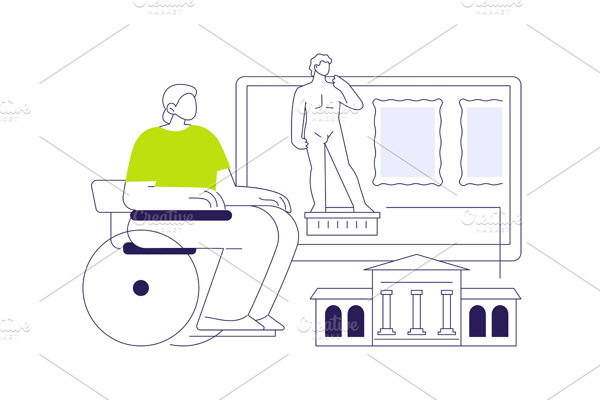 Museum virtual tour isolated cartoon, a Technology Illustration by Visual Generation