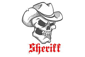 Angry Skull Of Sheriff Or Cowboy