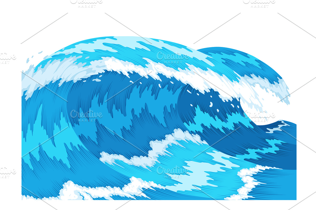 Ocean waves, splash water, an Illustration by Things for designers