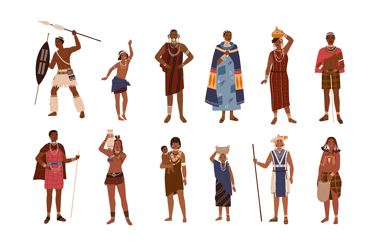 African tribes people set, a Person Illustration by Good Studio (Photo 2 of 6)