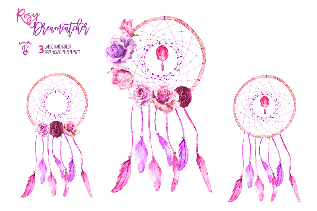 Floral Dreamcatcher Watercolor Set, an Illustration by Cacacolors Clipart (Photo 1 of 3)