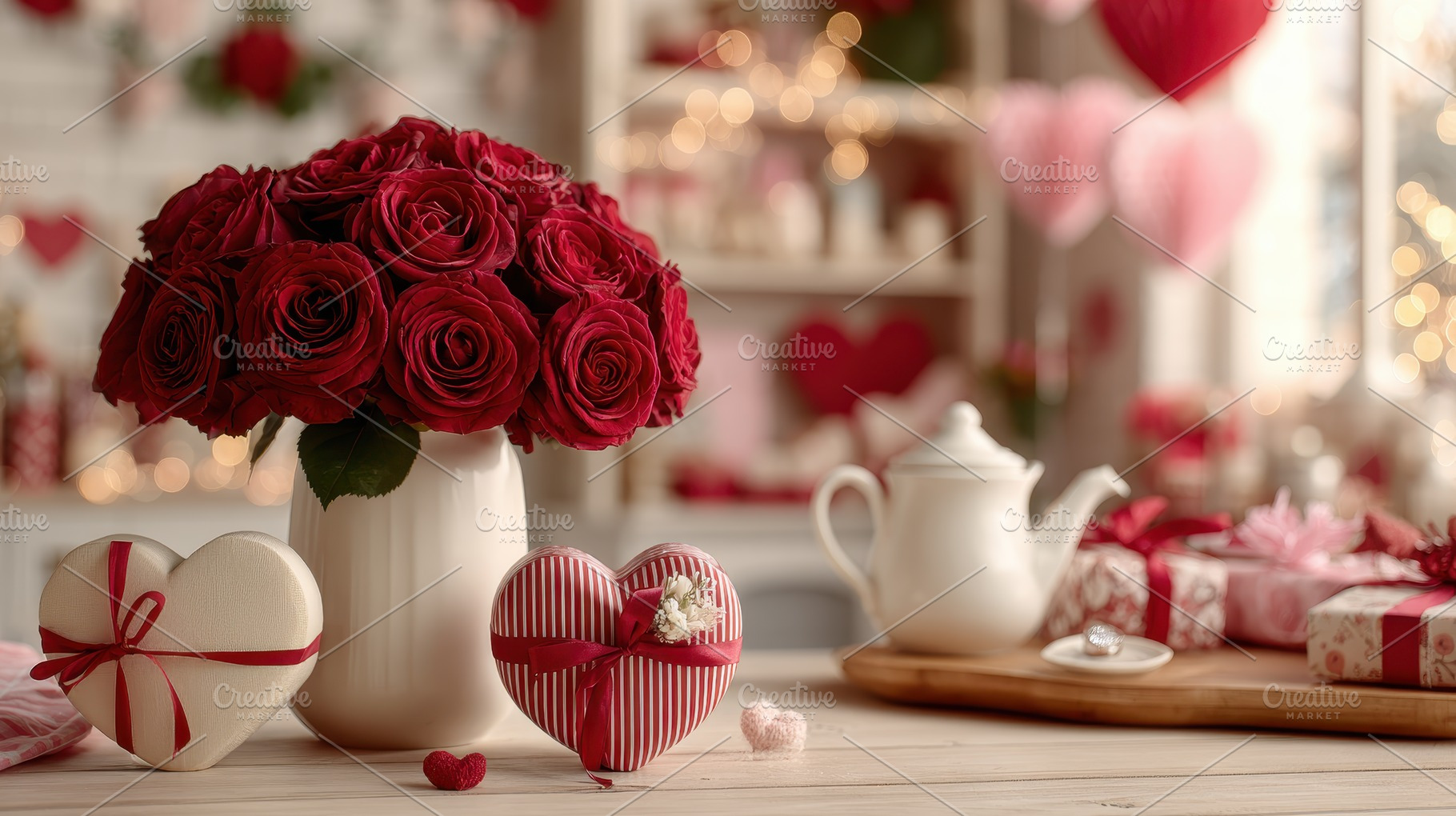 Romantic Valentines Day roses gifts, a Photo by Pixeness Studio