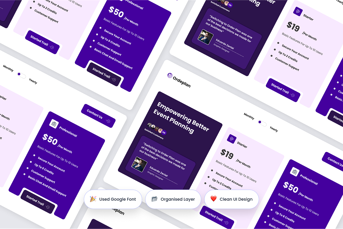 Orde Plan - Pricing Plan Hero Page, an UI Kit Template by Annora Studio (Photo 3 of 4)