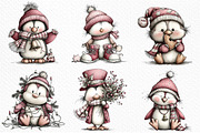 Quirky Christmas Penguin Clipart, an Illustration by Craft Nest (Thumbnail 3 of 6)