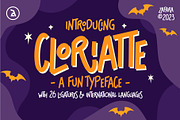 Cloriatte - A Fun Typeface, a Sans Serif Font by Zafara Studios (Thumbnail 1 of 9)