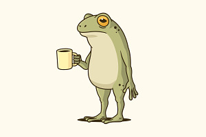 Cute Coffee Frog Vector Illustration, an Animal Illustration by Vector Kitchen by Zoljo