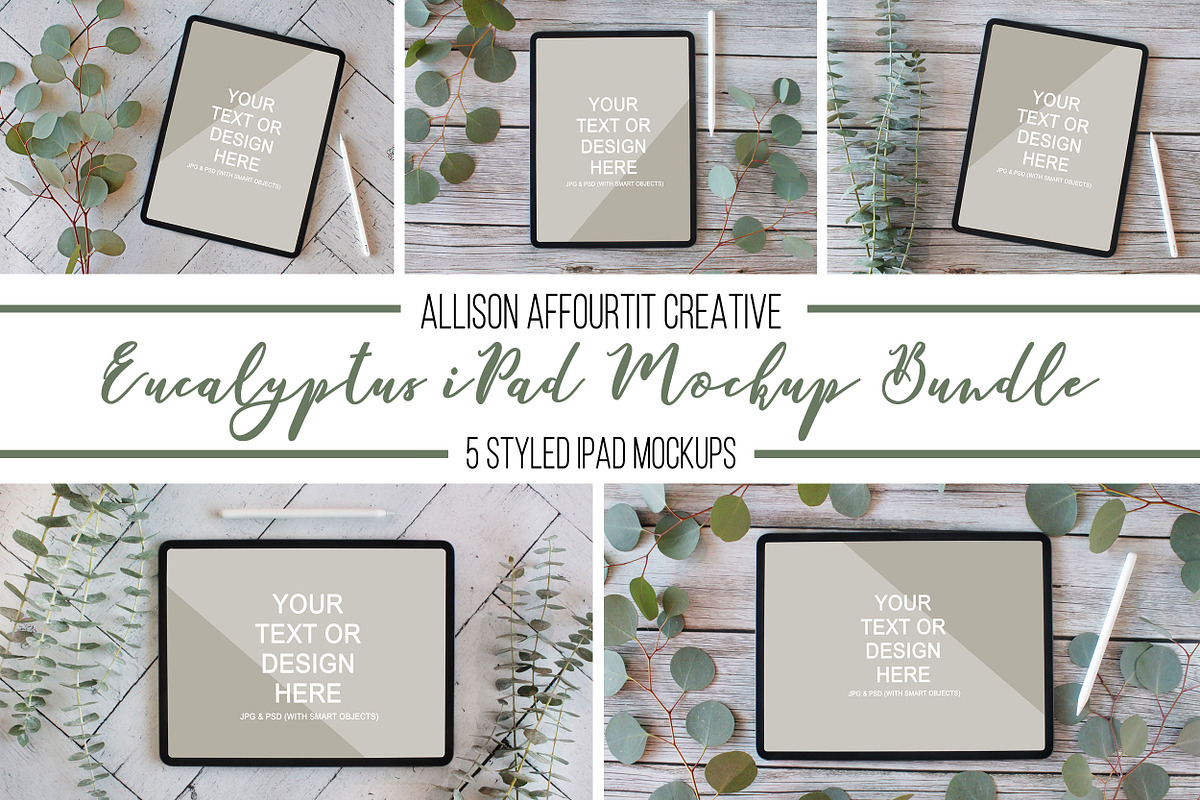 Eucalyptus iPad Mockup Bundle, an iPad Mockup by Allison Affourtit Mocks (Photo 1 of 6)