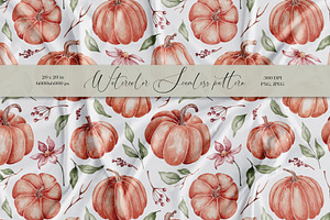 Watercolor Pumpkins Seamless Pattern