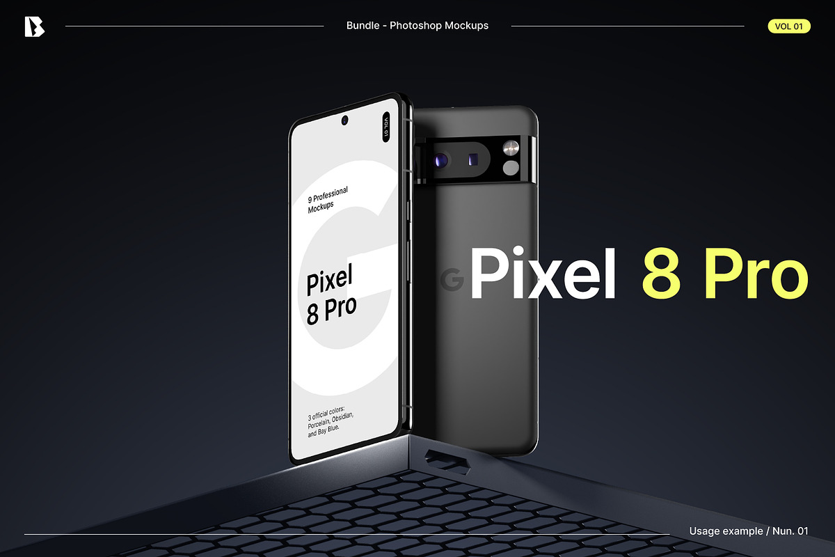 Pixel 8 Pro - Mockups bundle, an Android Mockup by Bran. (Photo 1 of 9)
