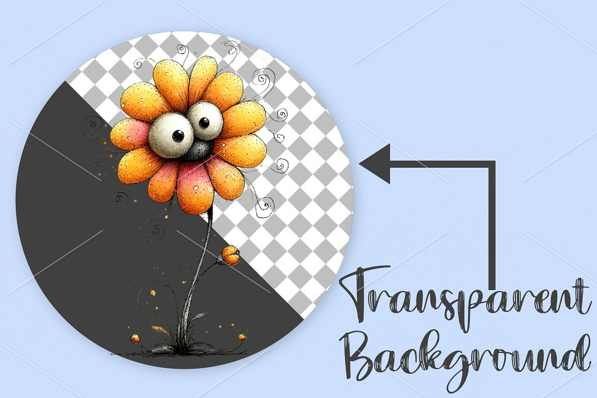 Quirky Flowers Funny Clipart Bundle, an Illustration by Canvas Craft (Photo 2 of 7)