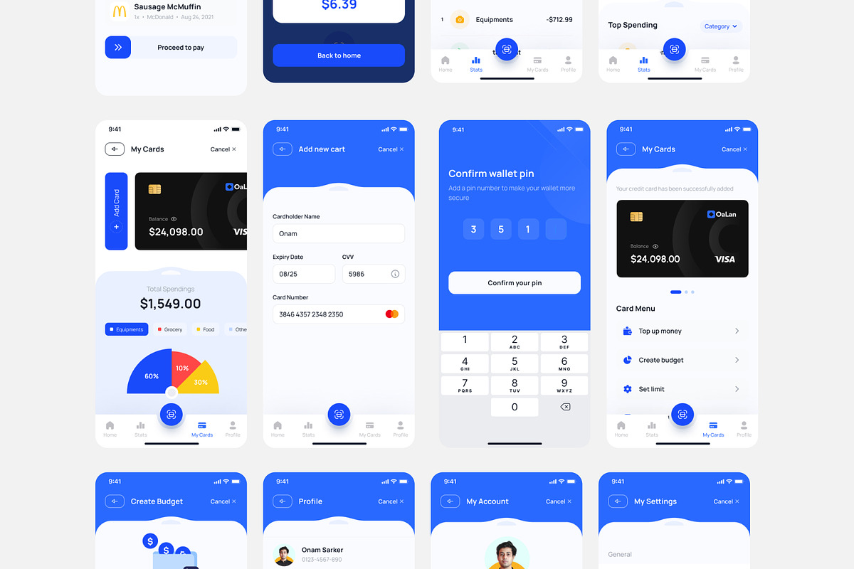 Modern E-Wallet Mobile App UI Kit