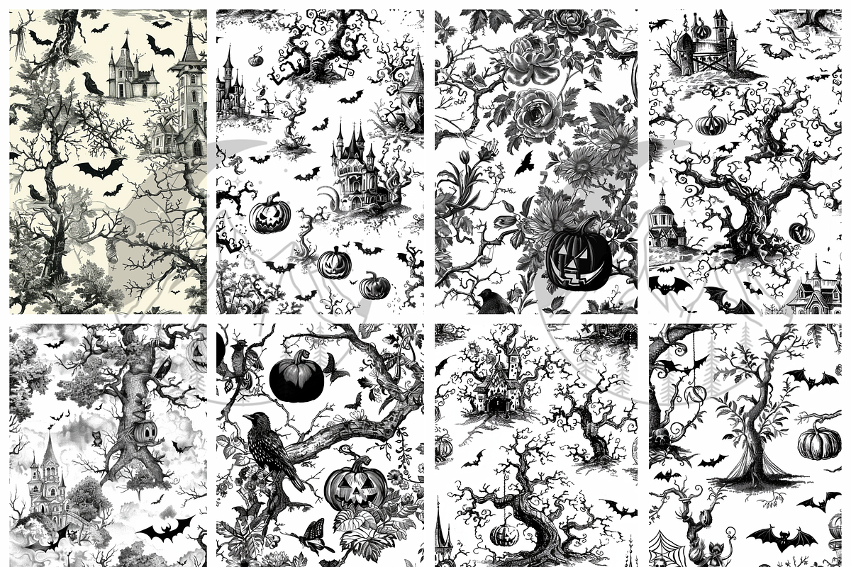 Halloween Chinoiserie Pattern, a Pattern Graphic by Paper & Pattern Studio (Photo 2 of 9)