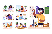 Children do homework, kids study set, an Education Illustration by PaperTrident (Thumbnail 1 of 8)