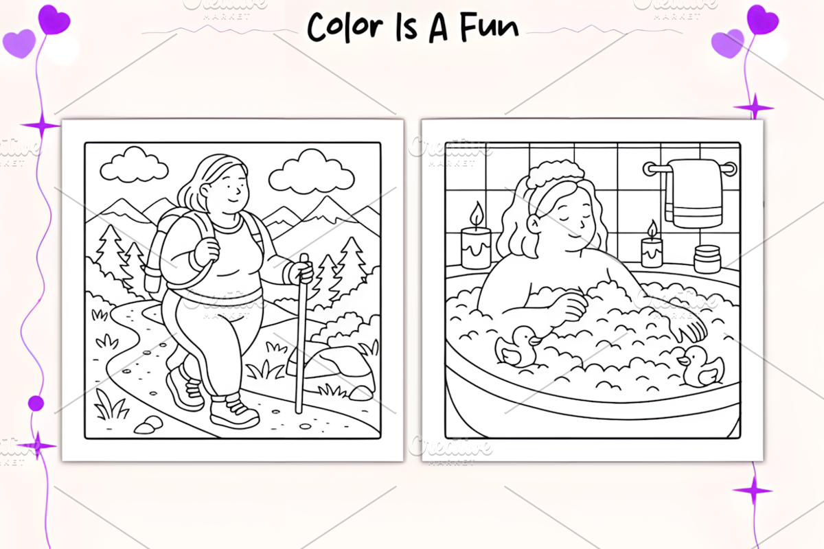 Curvy Cuties Cozy Coloring Pages, a Decorative Illustration by Design Station (Photo 3 of 4)