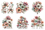 Whimsical spring flowers clipart, an Illustration by SinaCreation (Thumbnail 3 of 11)