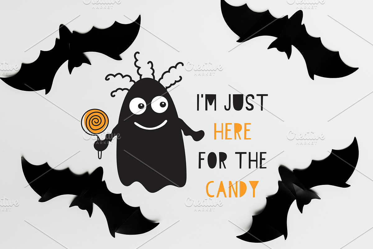 Kids Halloween Font and Graphics Set preview 5