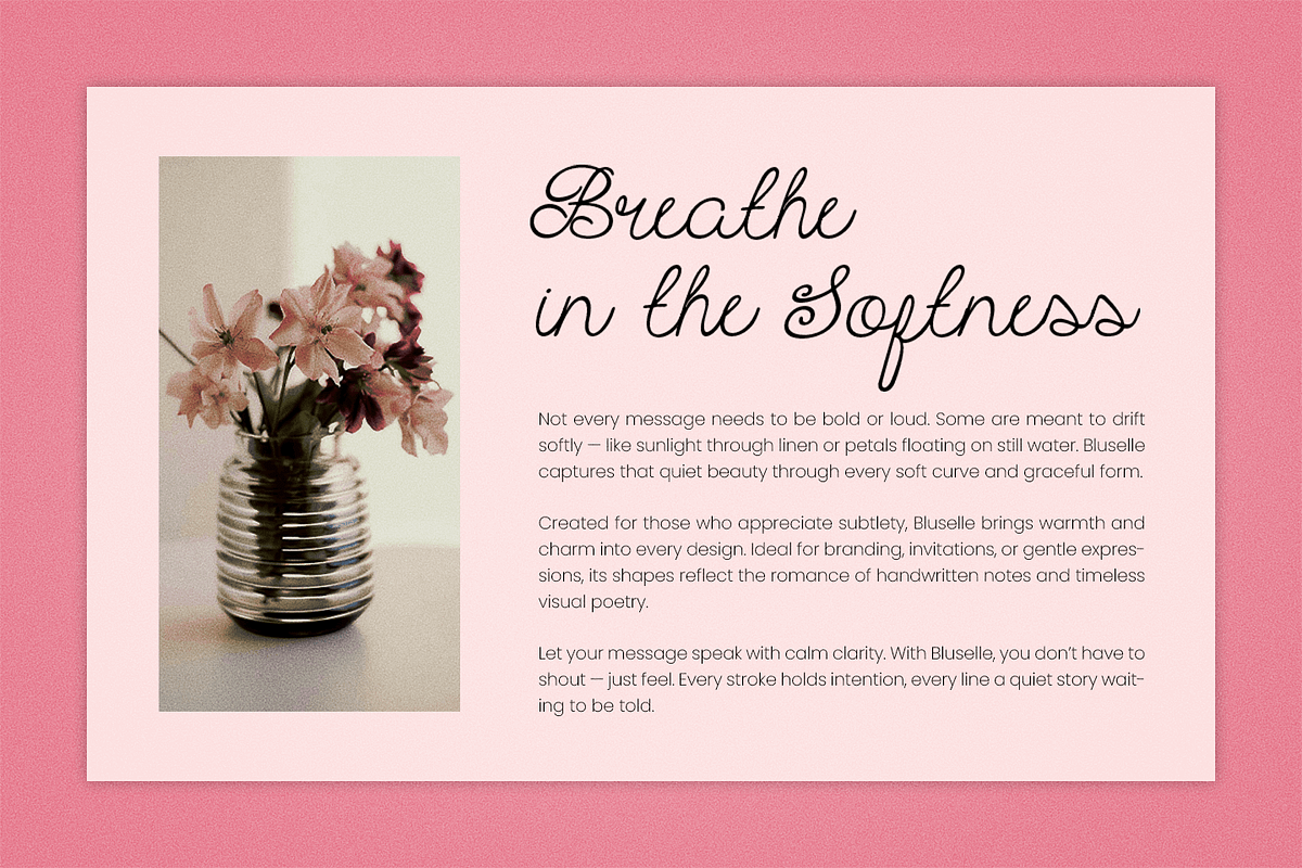 Bluselle - Whimsical Script Font, a Script Font by Zarma Type (Photo 2 of 9)