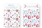 Christmas snowman watercolor clipart, a Seasonal Illustration by SabinaWatercolorArt (Thumbnail 6 of 17)