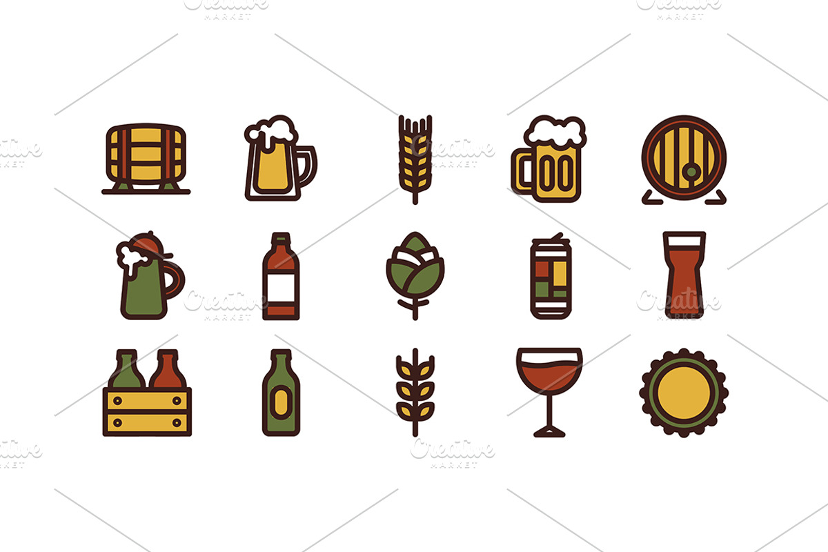 Beer icon set, an Outline Icon by I-RO (Photo 2 of 3)
