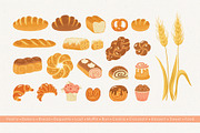 Bread Pastry Bakery products vector, a Food Illustration by Neliakott ♥ (Thumbnail 2 of 11)