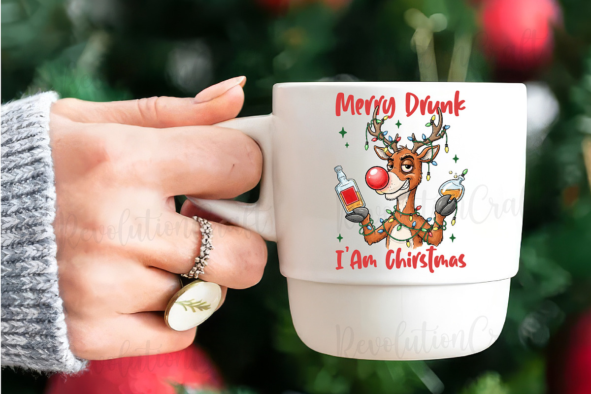 Funny Drunk Reindeer Sublimation, an Illustration by OK Design (Photo 4 of 4)