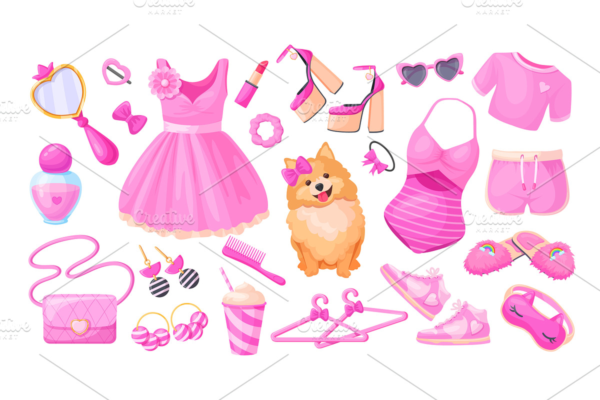 Girl doll accessories. Barbiecore, an Object Illustration by Stock-Smart-Start