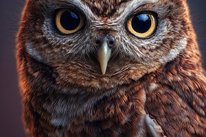 Detailed close up of a brown owl with striking yellow eyes again, an Animal Photo by Ales Munt