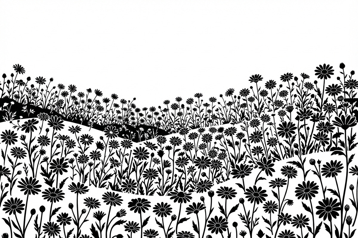 60 Daisy Flower Field Silhouette, a Seasonal Illustration by Amazin_art (Photo 30 of 35)