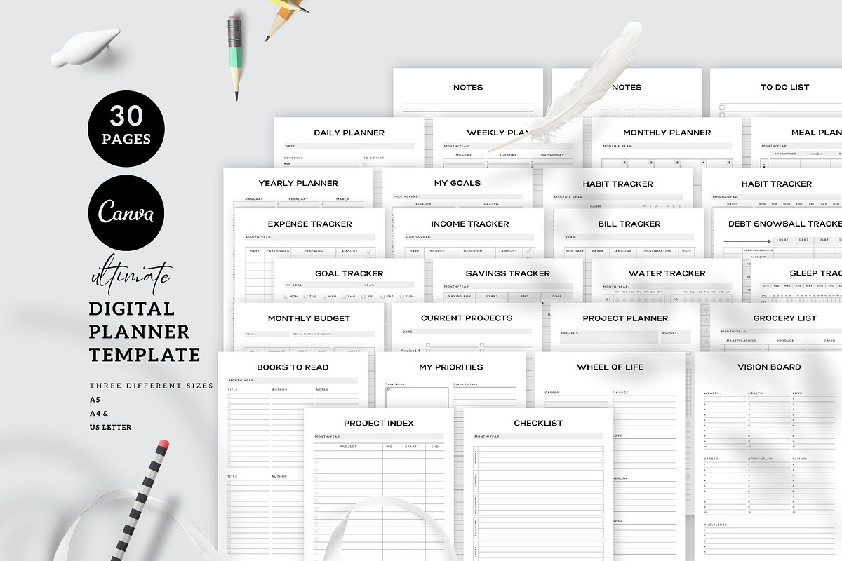Canva Digital Planner Template, a Stationery Template by Amit Debnath (Photo 1 of 11)