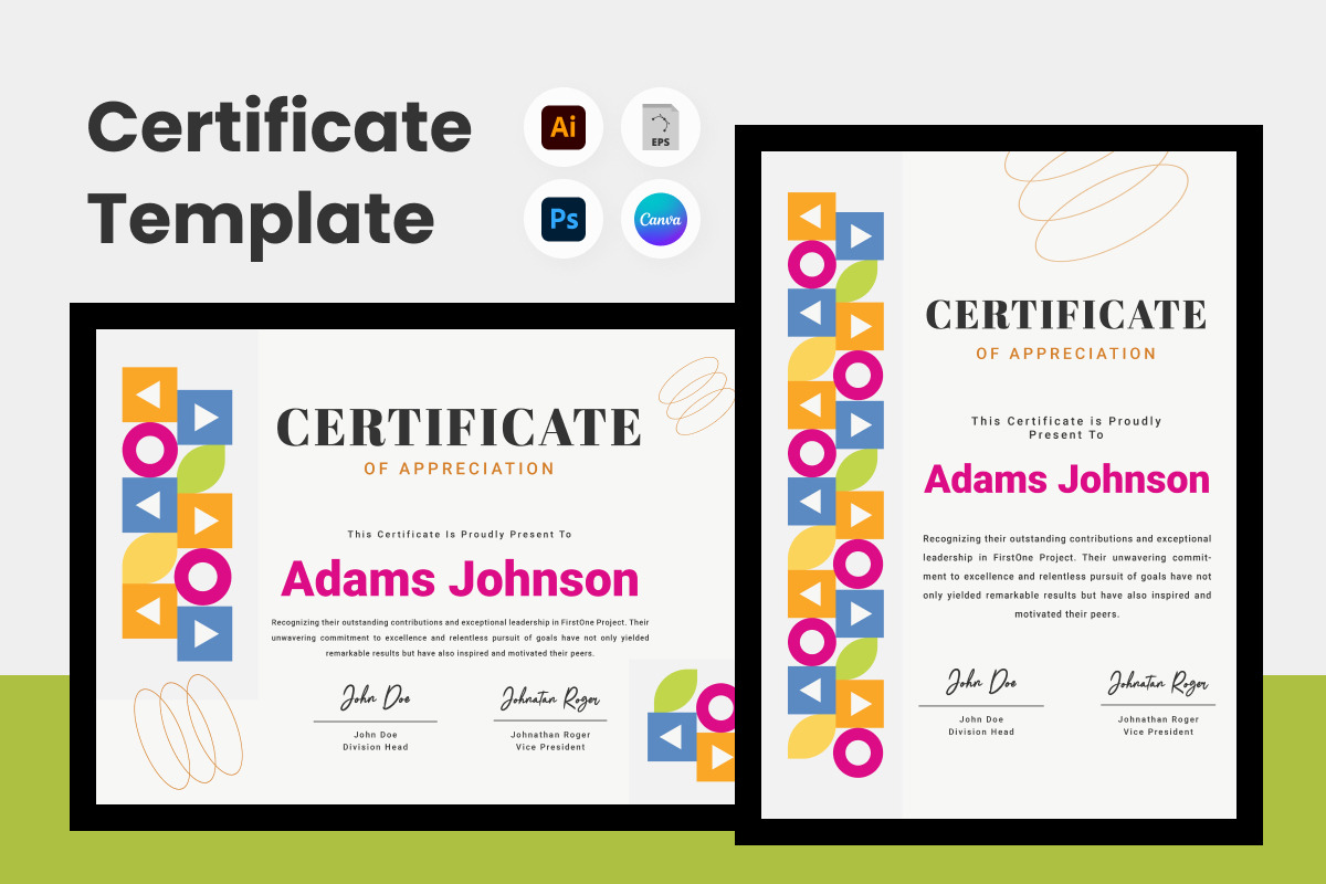 Certificate of Appreciation Template, a Print Template by twinstd