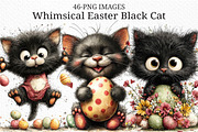 Whimsical Easter Black Cat Clipart, an Illustration by Craft Nest (Thumbnail 1 of 11)