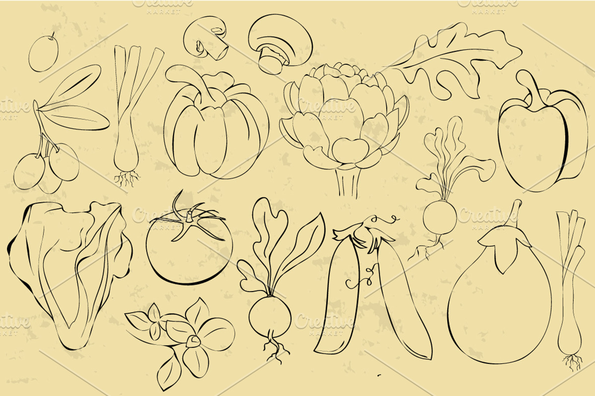 Hand drawn Vegetables Mega Pack, a Graphic by Daria Volyanskaya (Photo 4 of 5)
