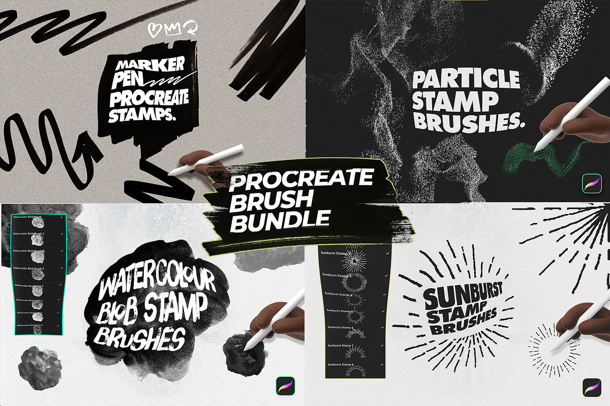 Procreate Stamp Brushes Bundle, a Brush Add-On by Layerform Design Co.