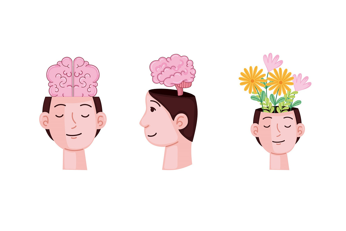 Man with brain Illustration Set preview 3