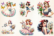 Spring Pin Up Girl Sublimation, a Seasonal Illustration by DreamArtGraphic (Thumbnail 3 of 4)