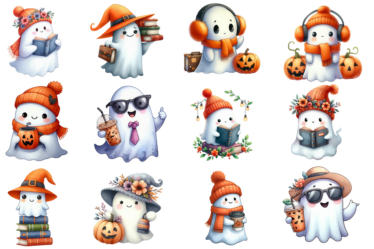 Funny Halloween Ghost Clipart, an Illustration by Designworld (Photo 3 of 6)