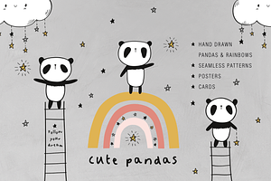 Cute pandas & rainbows collection